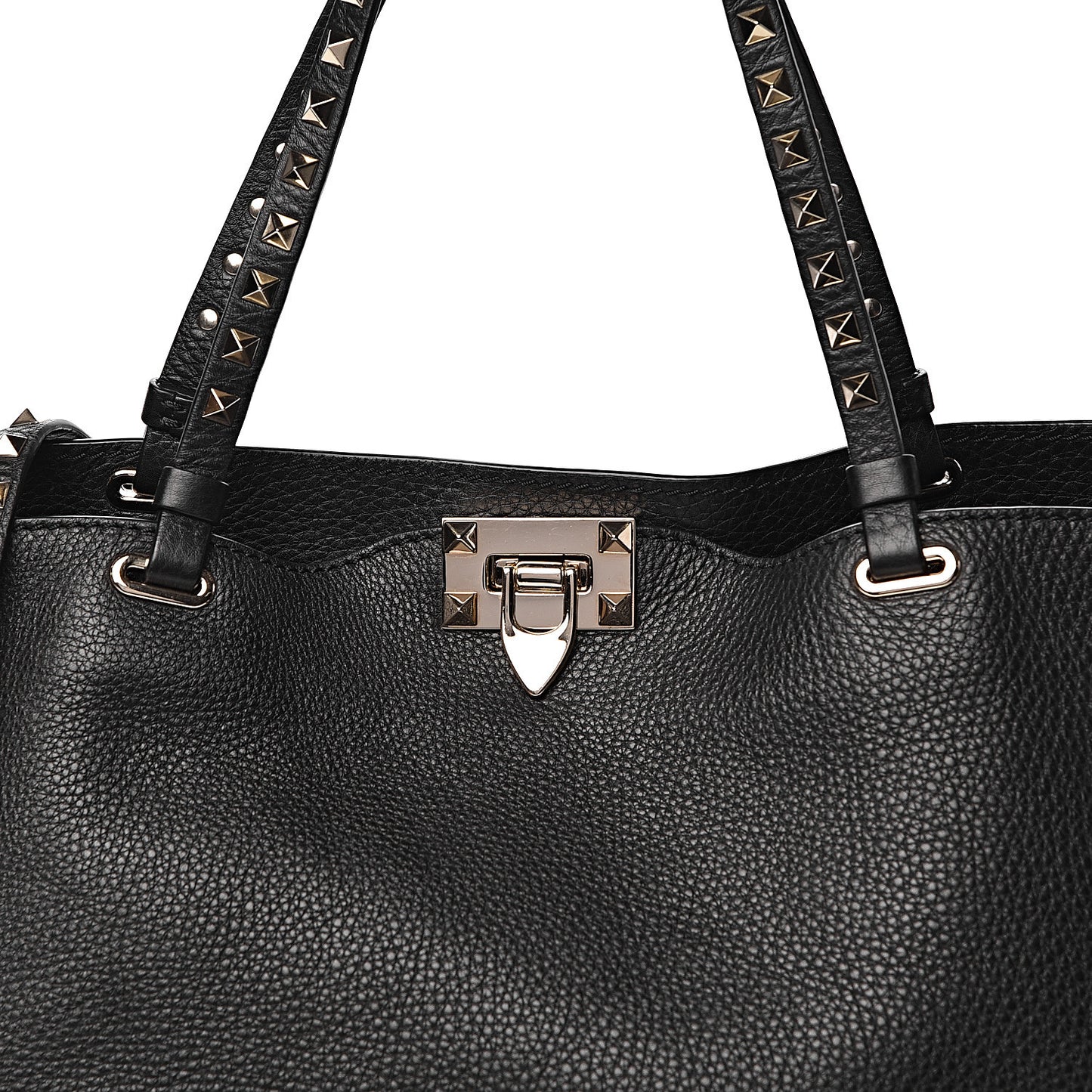 Alce Printed Calfskin Medium Rockstud Tote Black