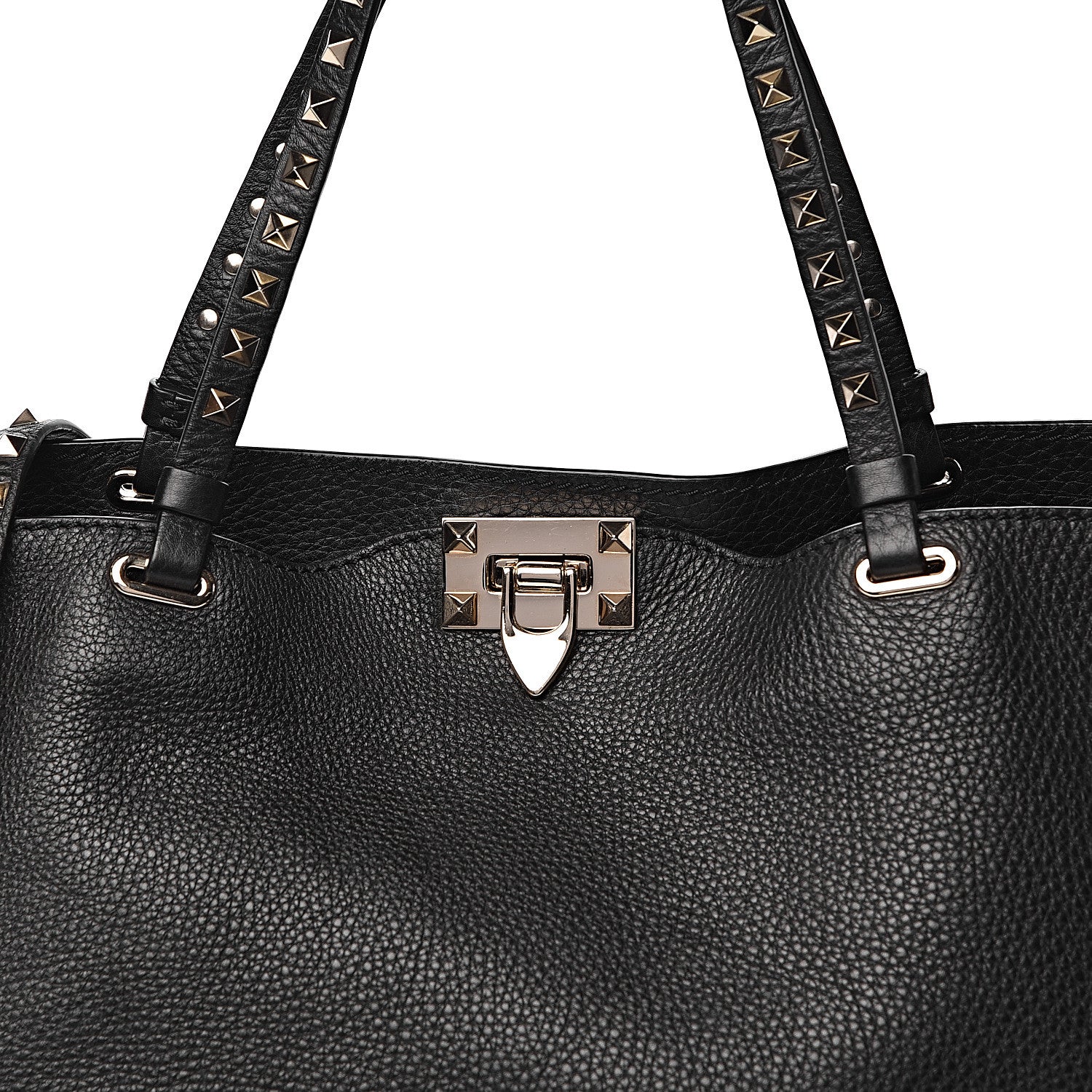 Valentino Garavani Alce Printed Calfskin Medium Rockstud Tote Black 14 of 14