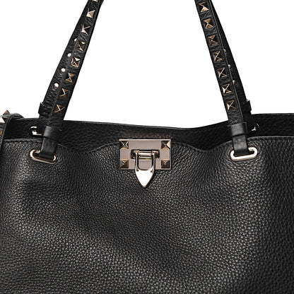 Valentino Garavani Alce Printed Calfskin Medium Rockstud Tote Black 14 of 14