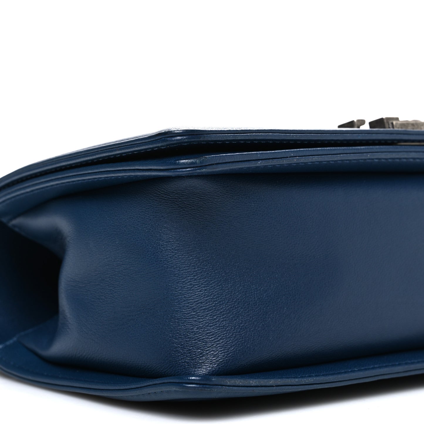 Calfskin Chevron Quilted Medium Boy Flap Dark Navy Blue