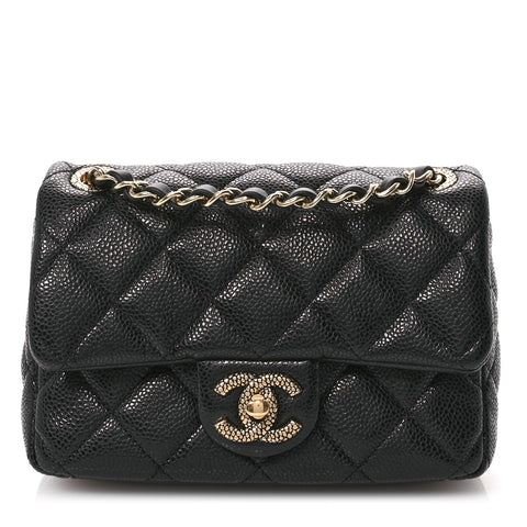 Grained Lambskin Quilted Mini Flap Black