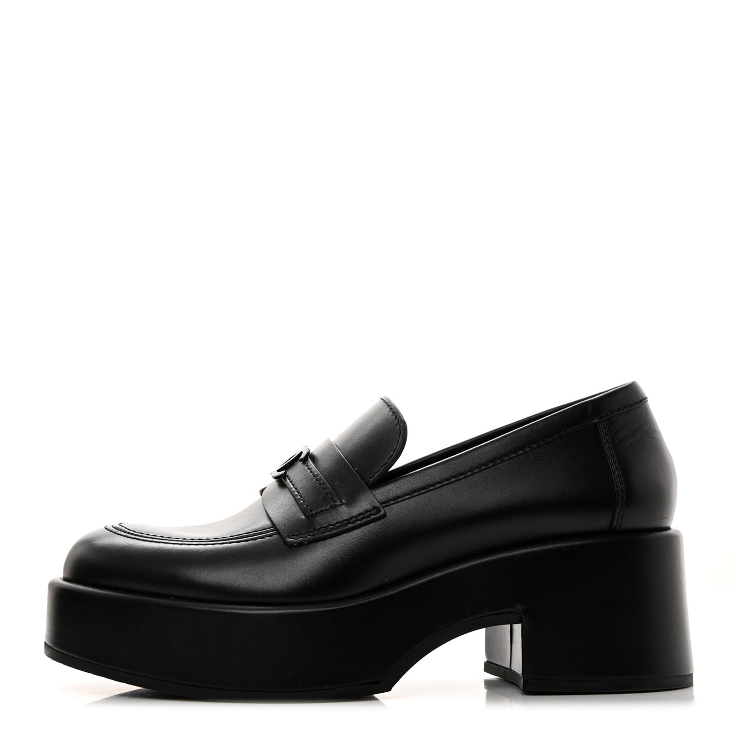 Calfskin CC Platform Loafers 37.5 Black