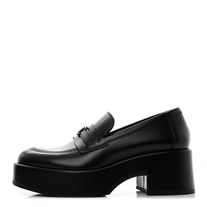 Chanel Calfskin CC Platform Loafers 37.5 Black 1 of 9