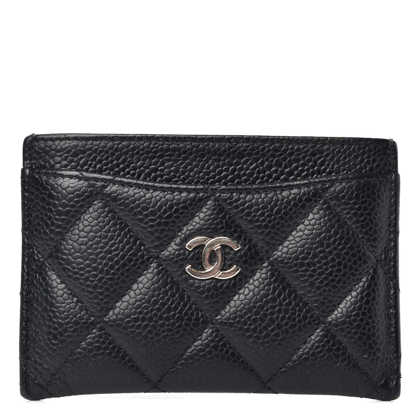 Caviar Quilted Card Holder Black