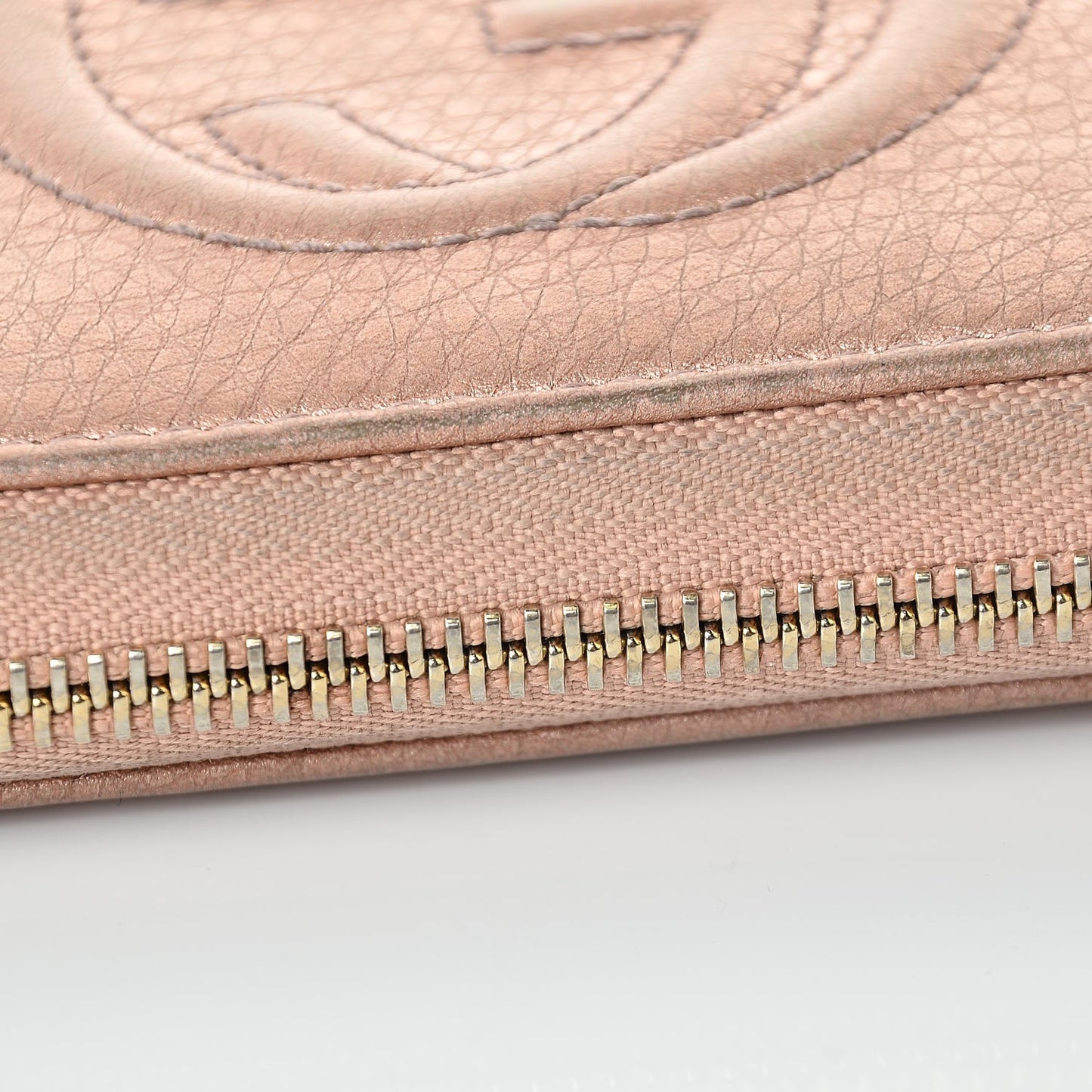Metallic Calfskin Soho Zip Around Wallet Pink