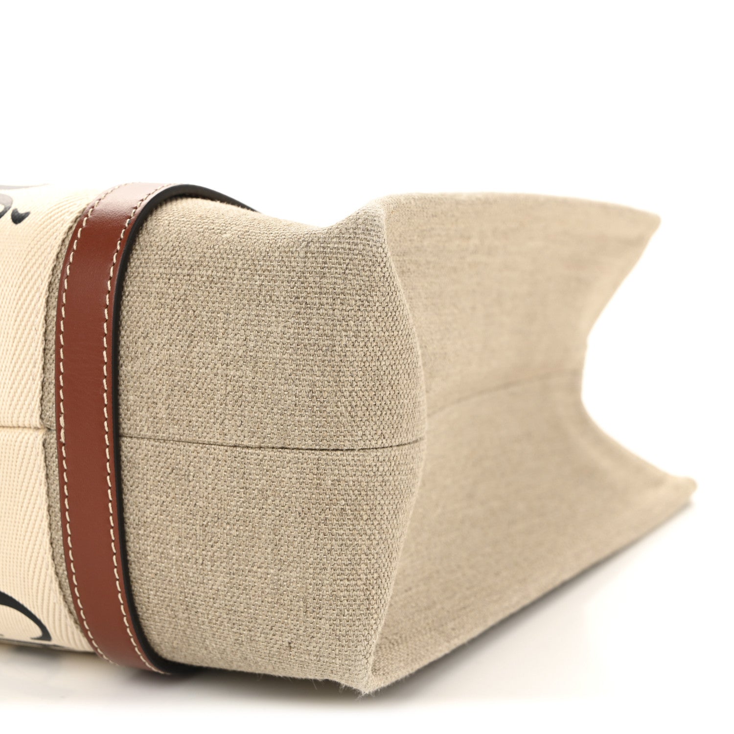 Chloe Linen Calfskin Medium Woody Ribbon Tote White Brown 10 of 10
