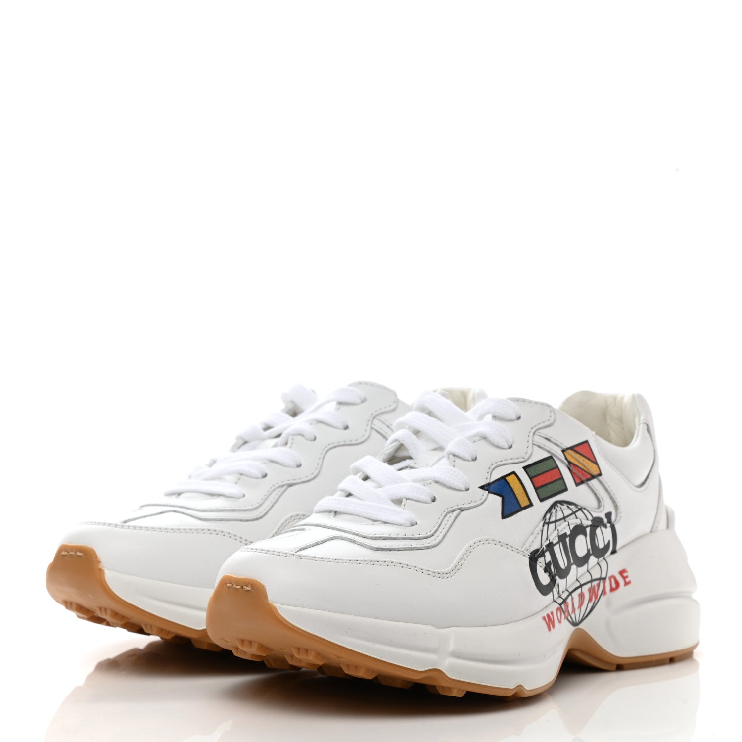 Gucci Calfskin Worldwide Womens Rhyton Sneakers 36 Great White 3 of 9