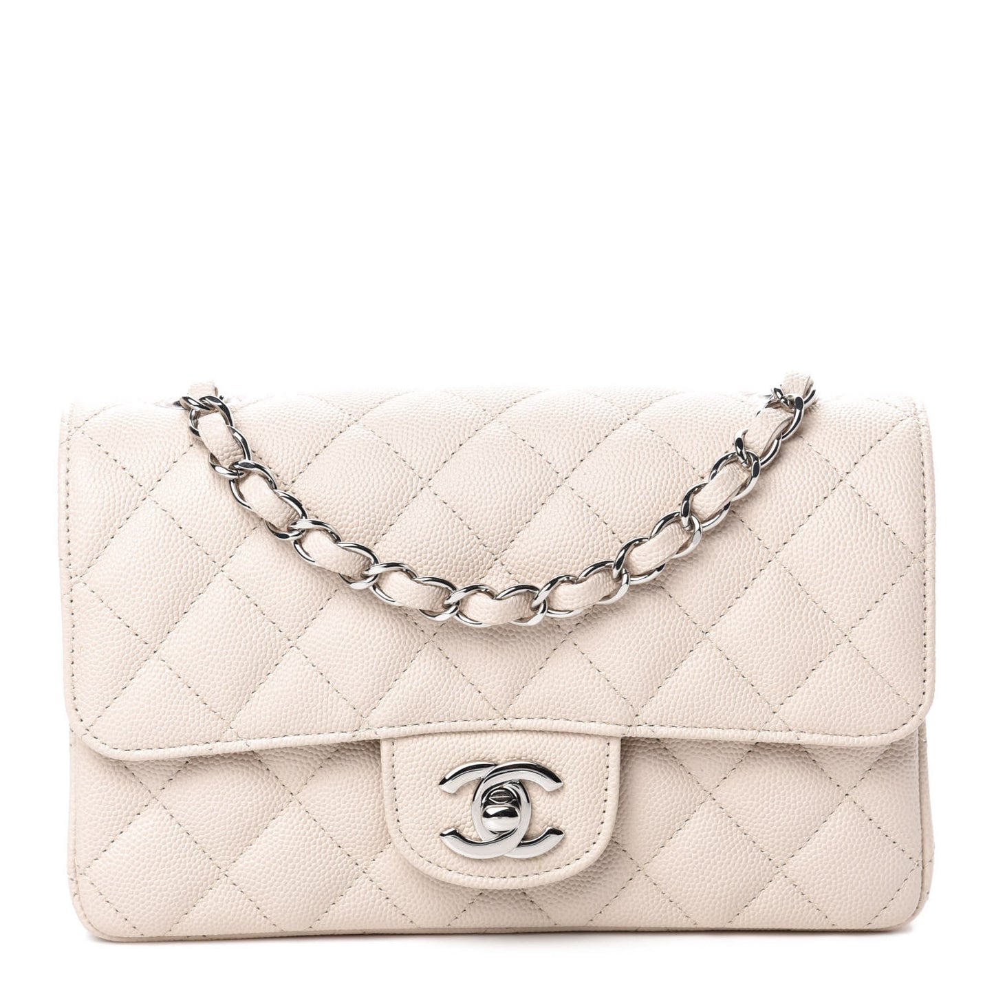 Caviar Quilted Mini Rectangular Flap White