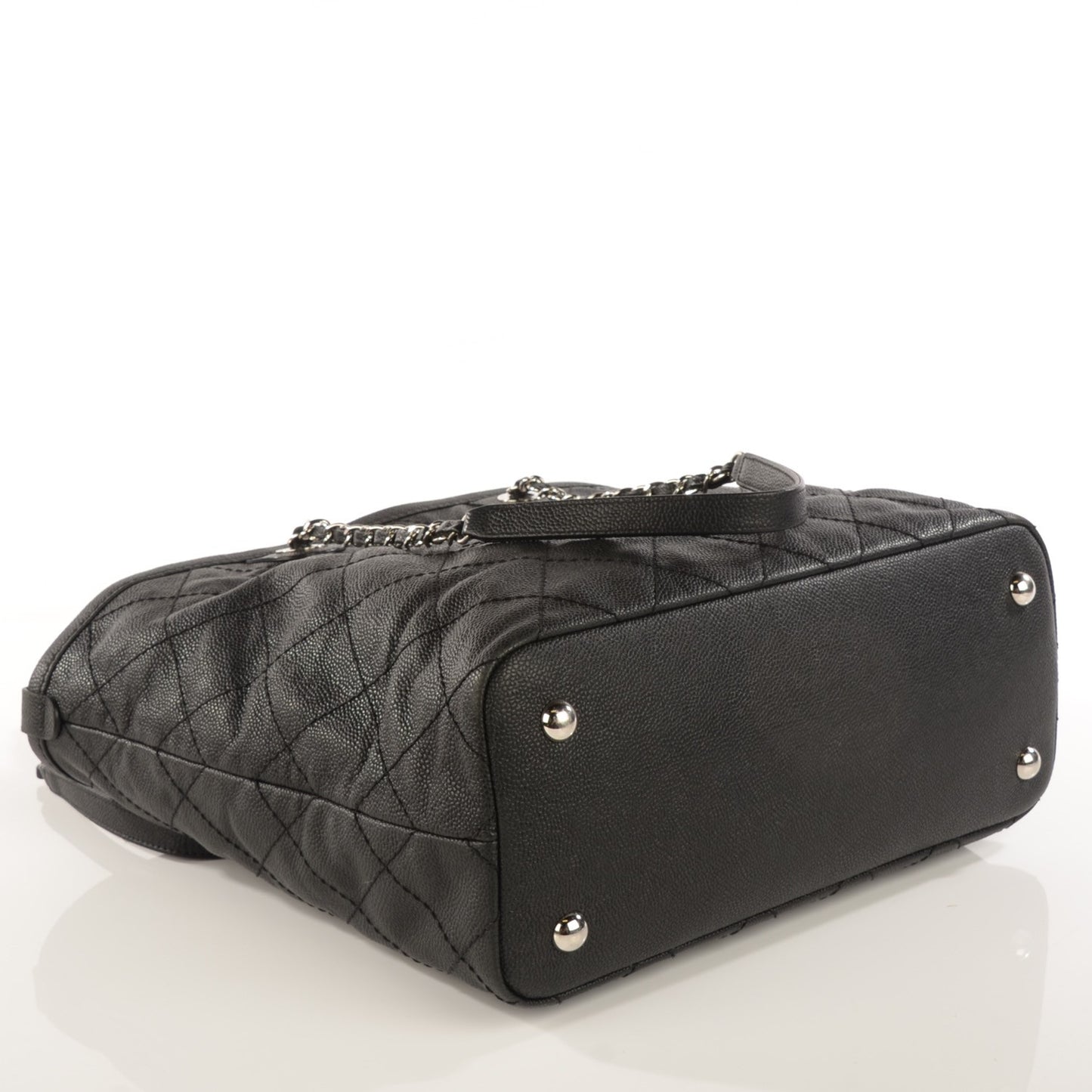 Grained Calfskin Shopping Small Daily Tote Black