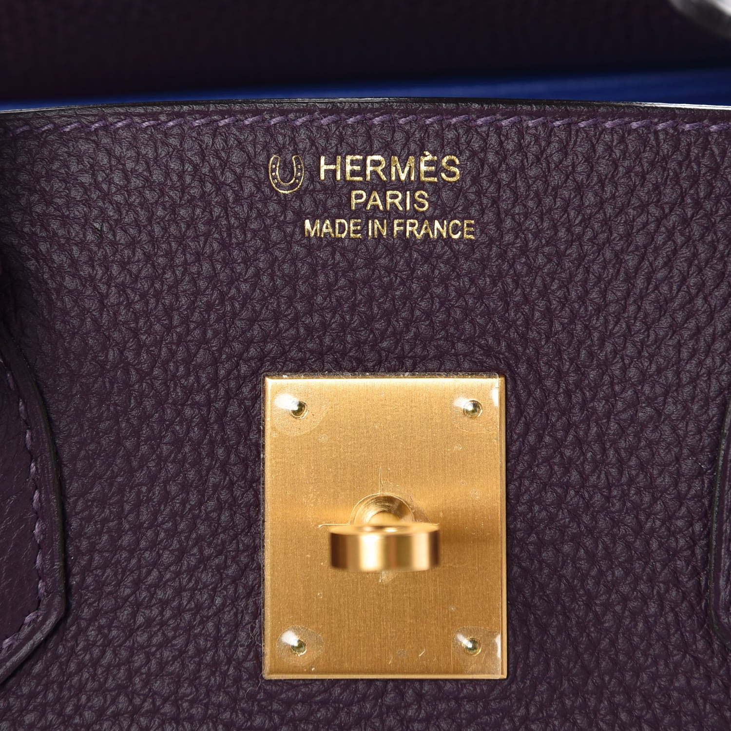 Hermes Togo Horseshoe Birkin 35 Raisin Bleu Electrique 20 of 30