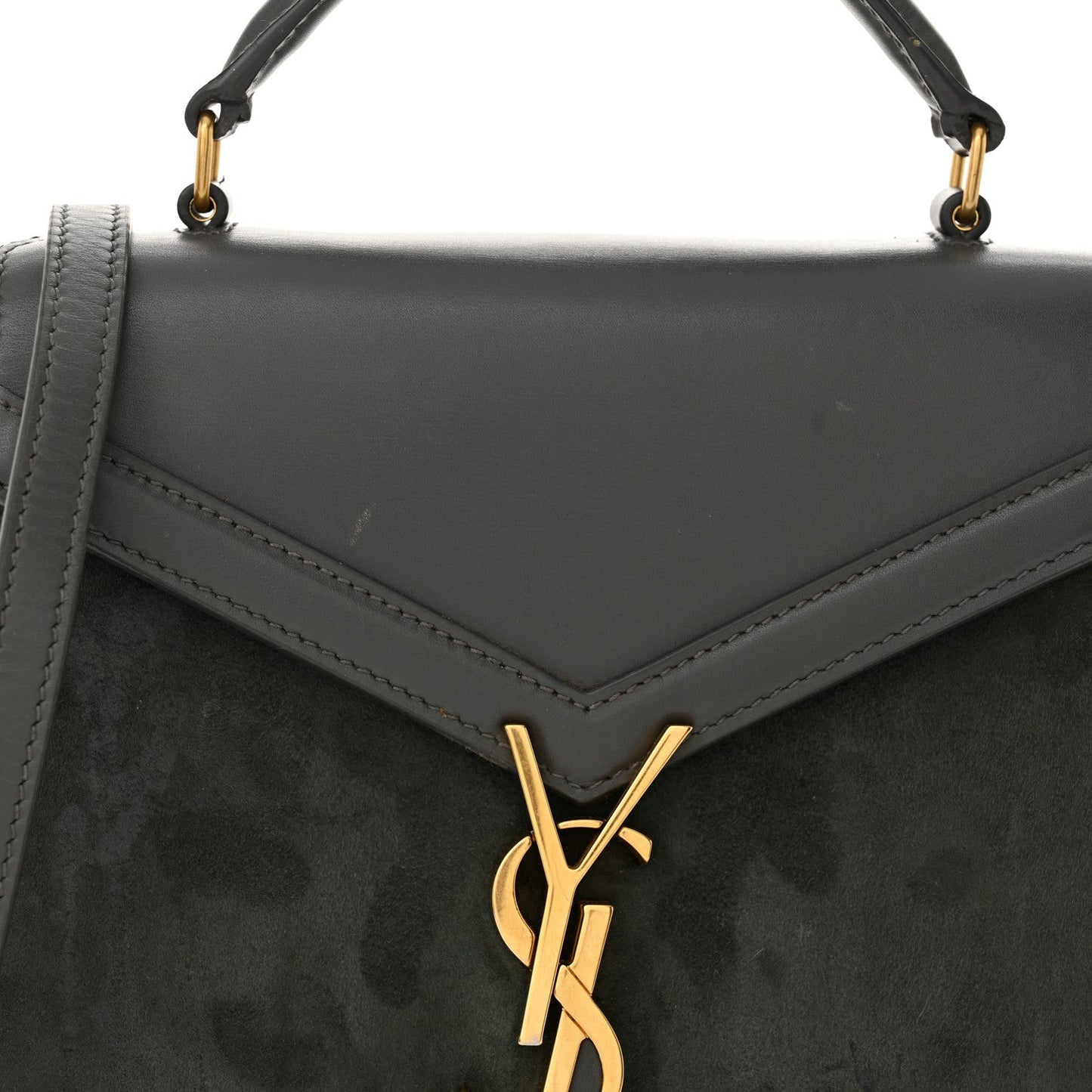 Kid Suede Smooth Calfskin Mini Classic Monogram Cassandra Top Handle Dark Smog