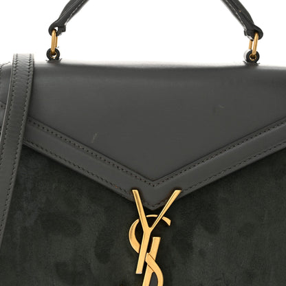 Saint Laurent Kid Suede Smooth Calfskin Mini Classic Monogram Cassandra Top Handle Dark Smog 4 of 13