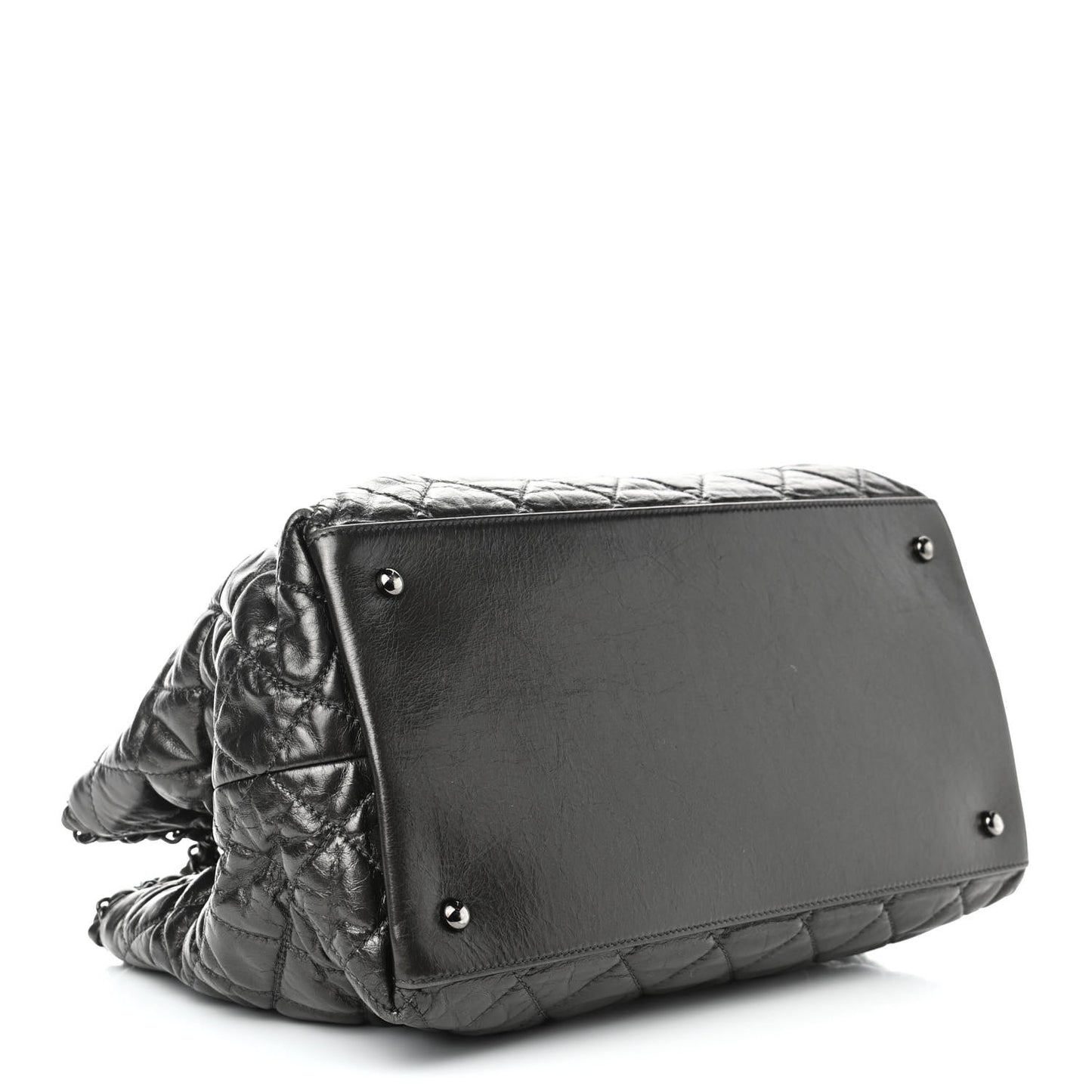 Calfskin Quilted Small Chain Me Tote Dark Grey