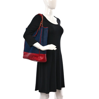 Chanel Denim Lambskin Tote Blue Red 2 of 9