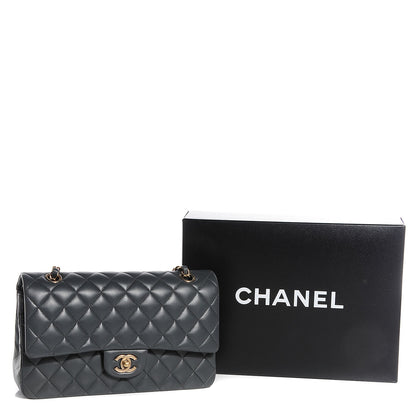 Chanel Lambskin Quilted Medium Double Flap Charcoal Grey 8 of 9