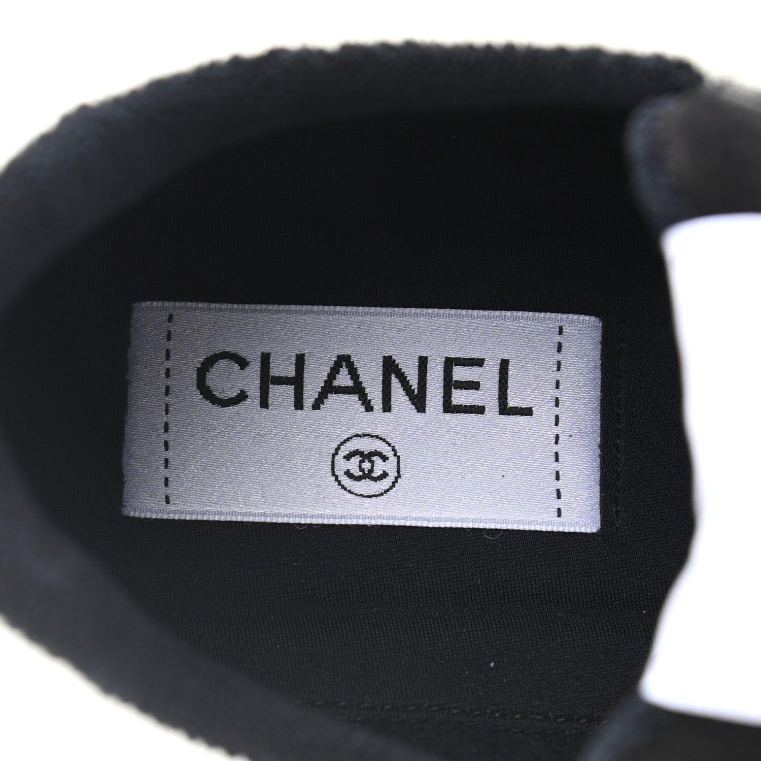 Chanel Grained Calfskin Fabric Womens Logo Sneakers 41 White Black 7 of 8