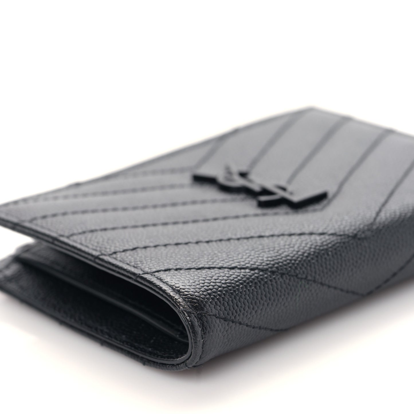 Grain De Poudre Matelasse Chevron Cassandre Fragments Zippered Bi-Fold Wallet Black