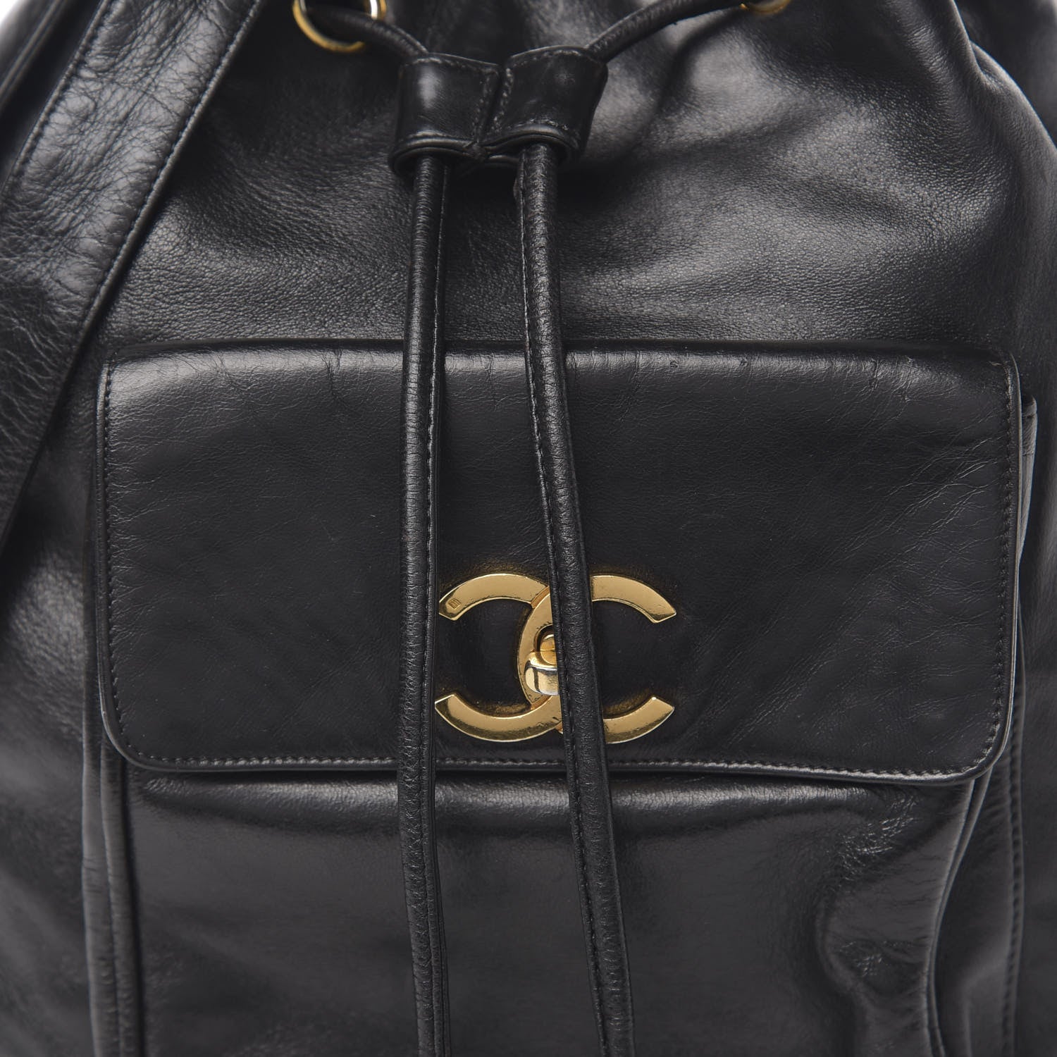Chanel Lambskin CC Drawstring Shoulder Bag Black 9 of 9