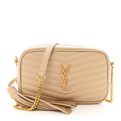 Saint Laurent Grain De Poudre Matelasse Monogram Mini Lou Camera Bag Dark Beige 1 of 10