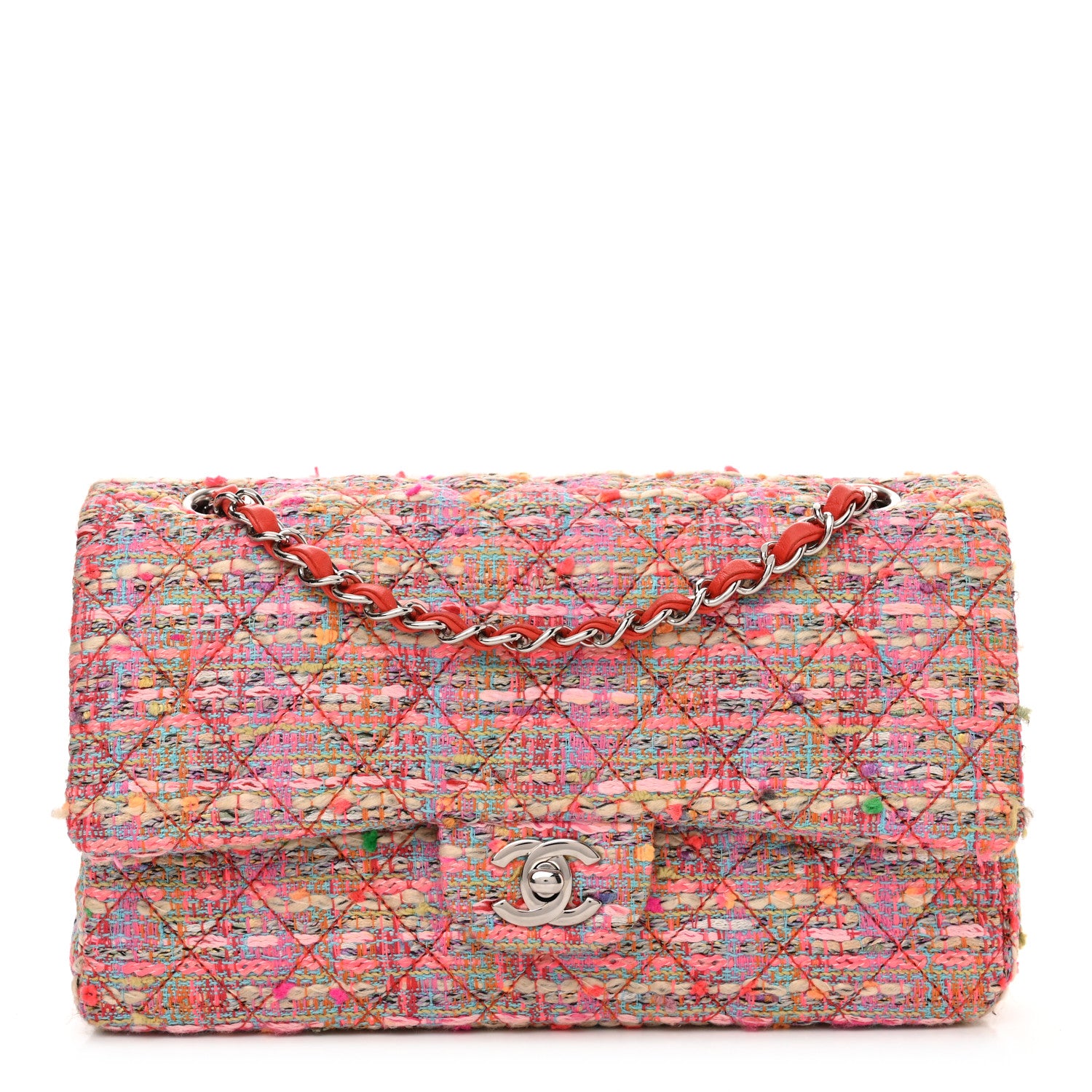 Chanel Tweed Quilted Medium Double Flap Multicolor 1 of 14