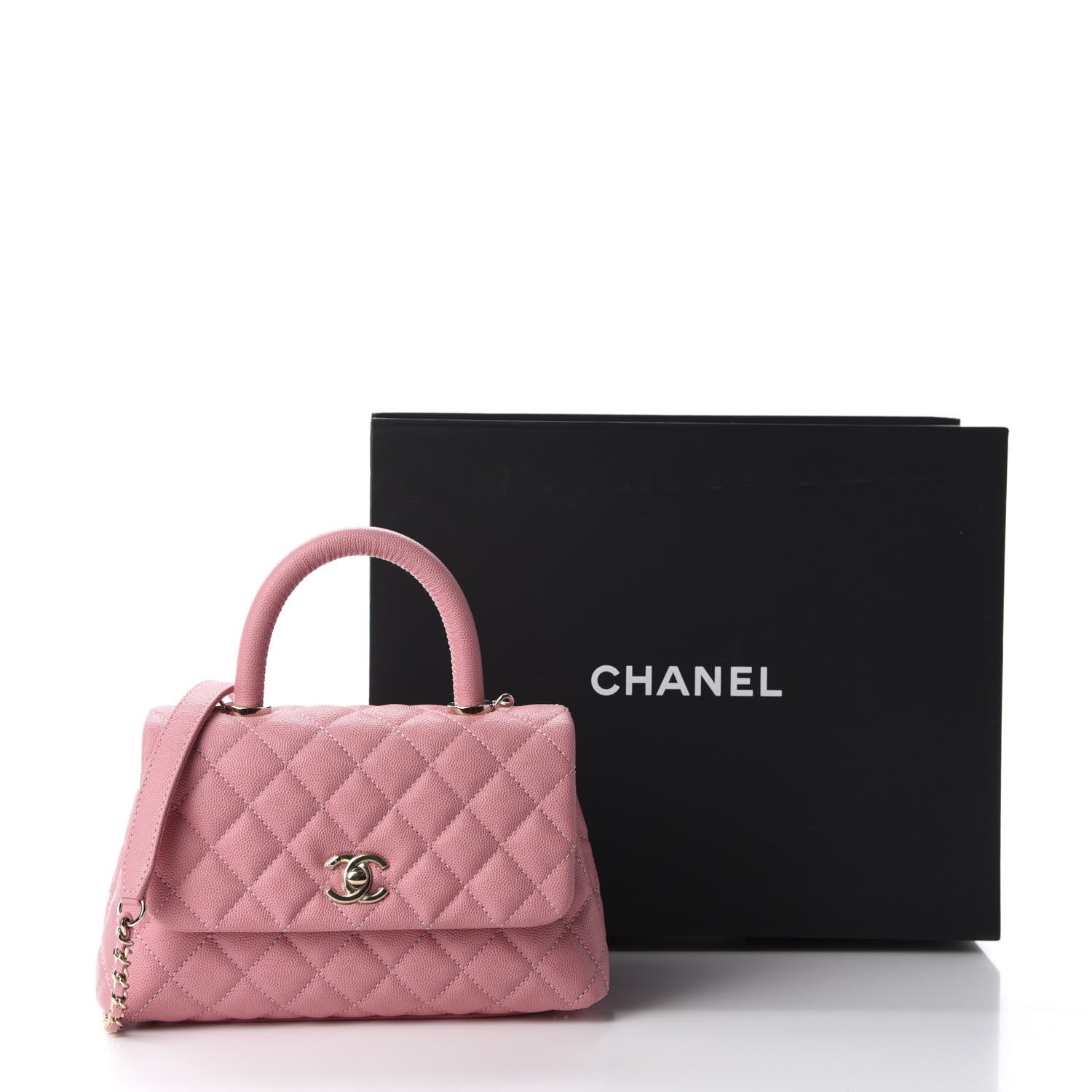 Chanel Caviar Quilted Mini Coco Handle Flap Pink 10 of 10