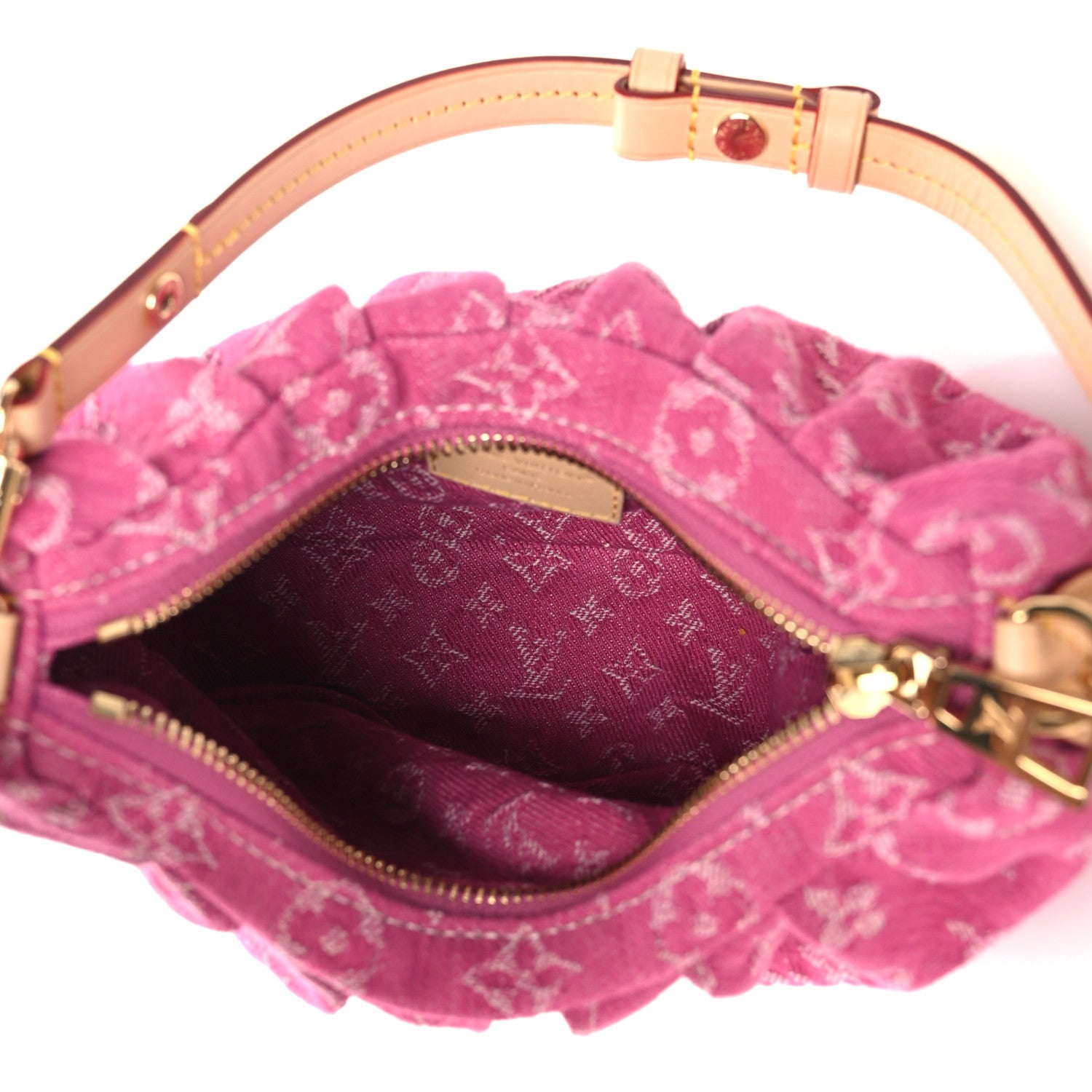 Louis Vuitton Monogram Denim Pochette Valley Fuchsia 5 of 10