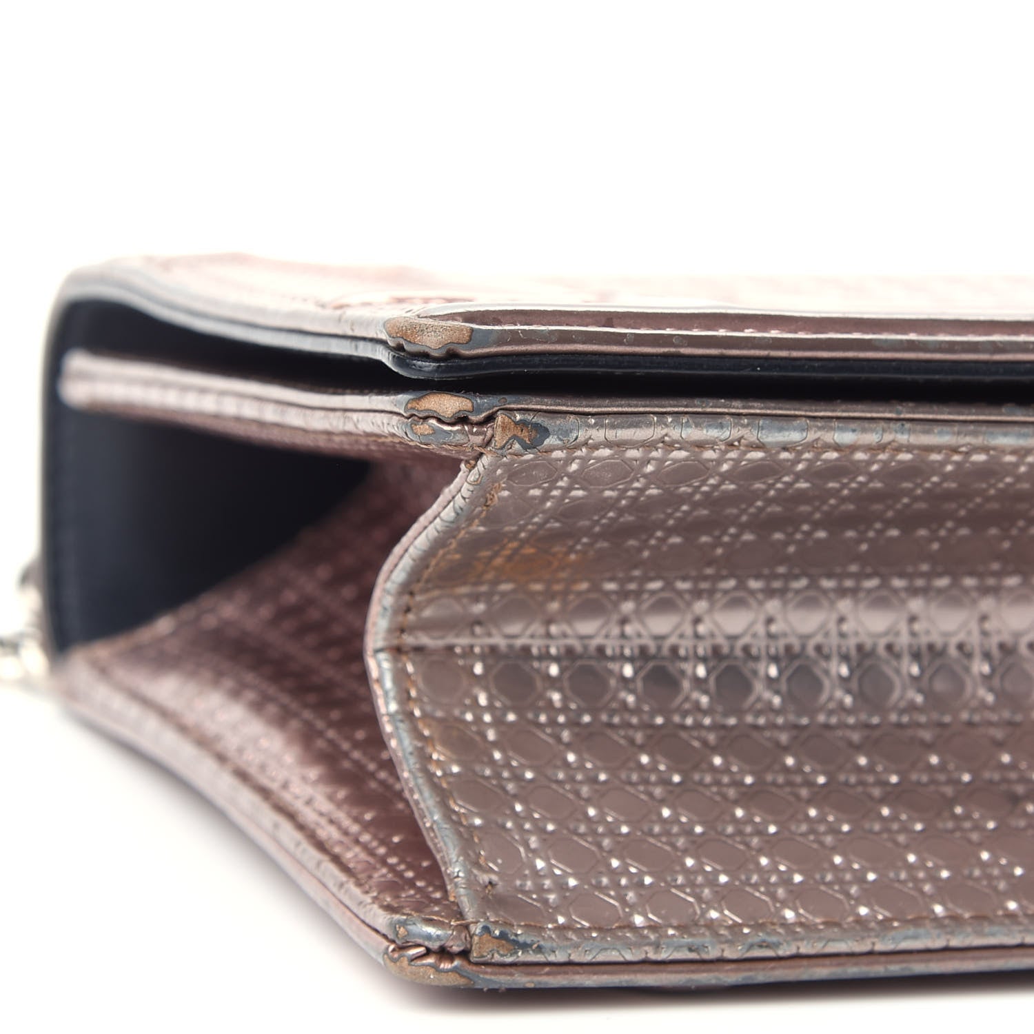 Christian Dior Metallic Patent Micro-Cannage Medium Diorama Flap Bag Pink 5 of 15