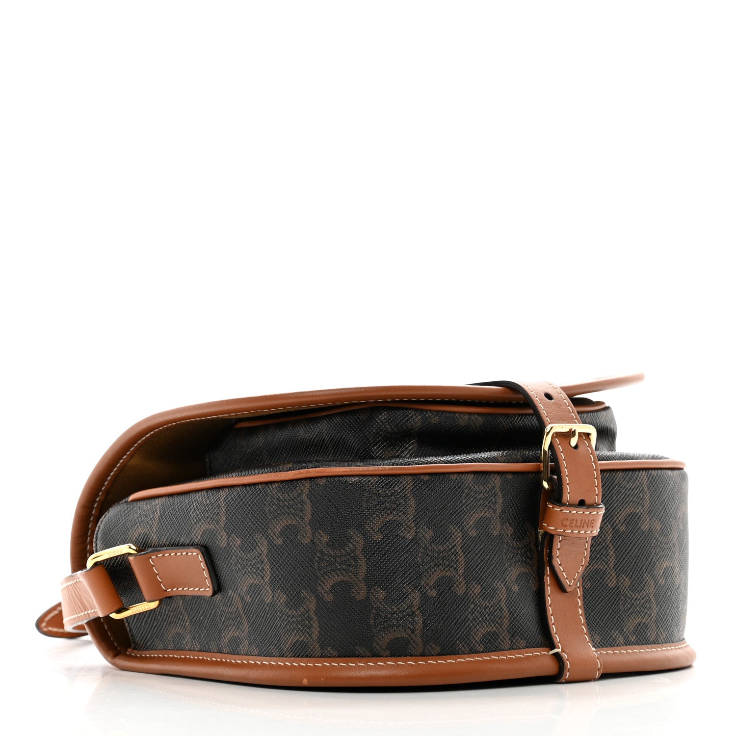 Celine Triomphe Canvas Medium Folco Bag Tan 4 of 9