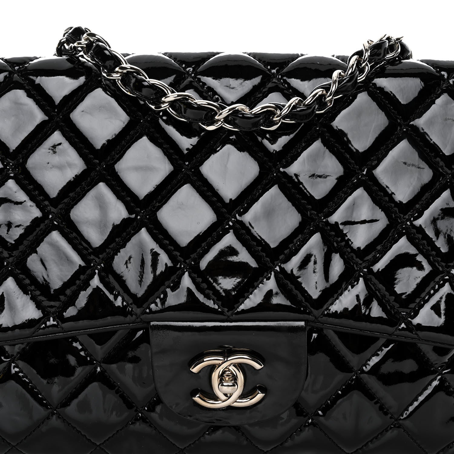 Chanel Patent Quilted Jumbo Single Flap Black 7 of 11