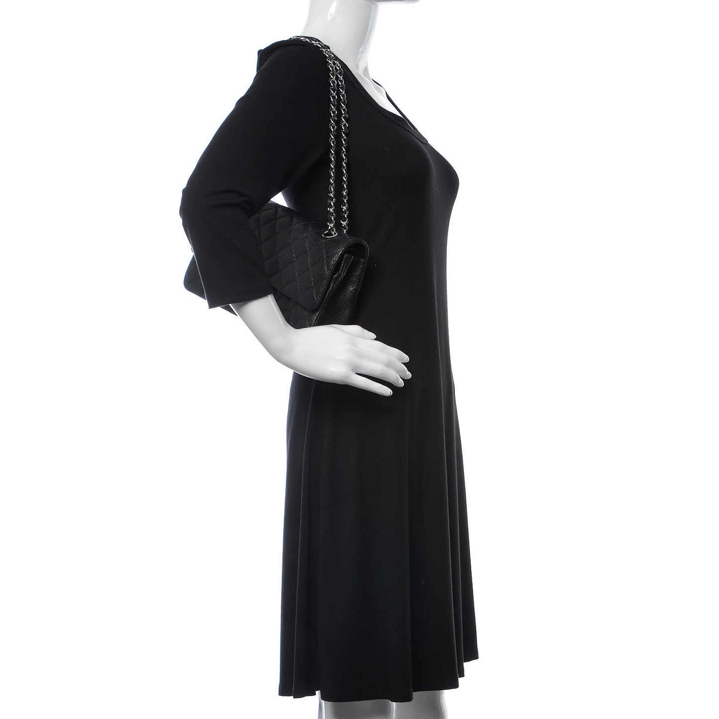 Caviar Quilted Medium Double Flap Black