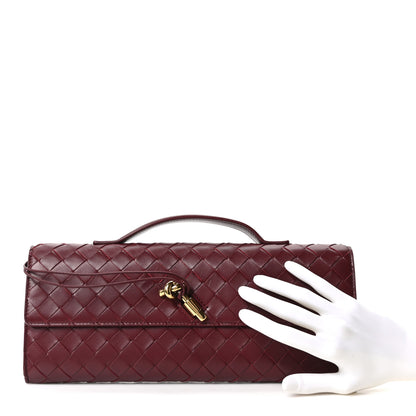 Bottega Veneta Nappa Intrecciato Long Andiamo Top Handle Clutch Barolo 2 of 9
