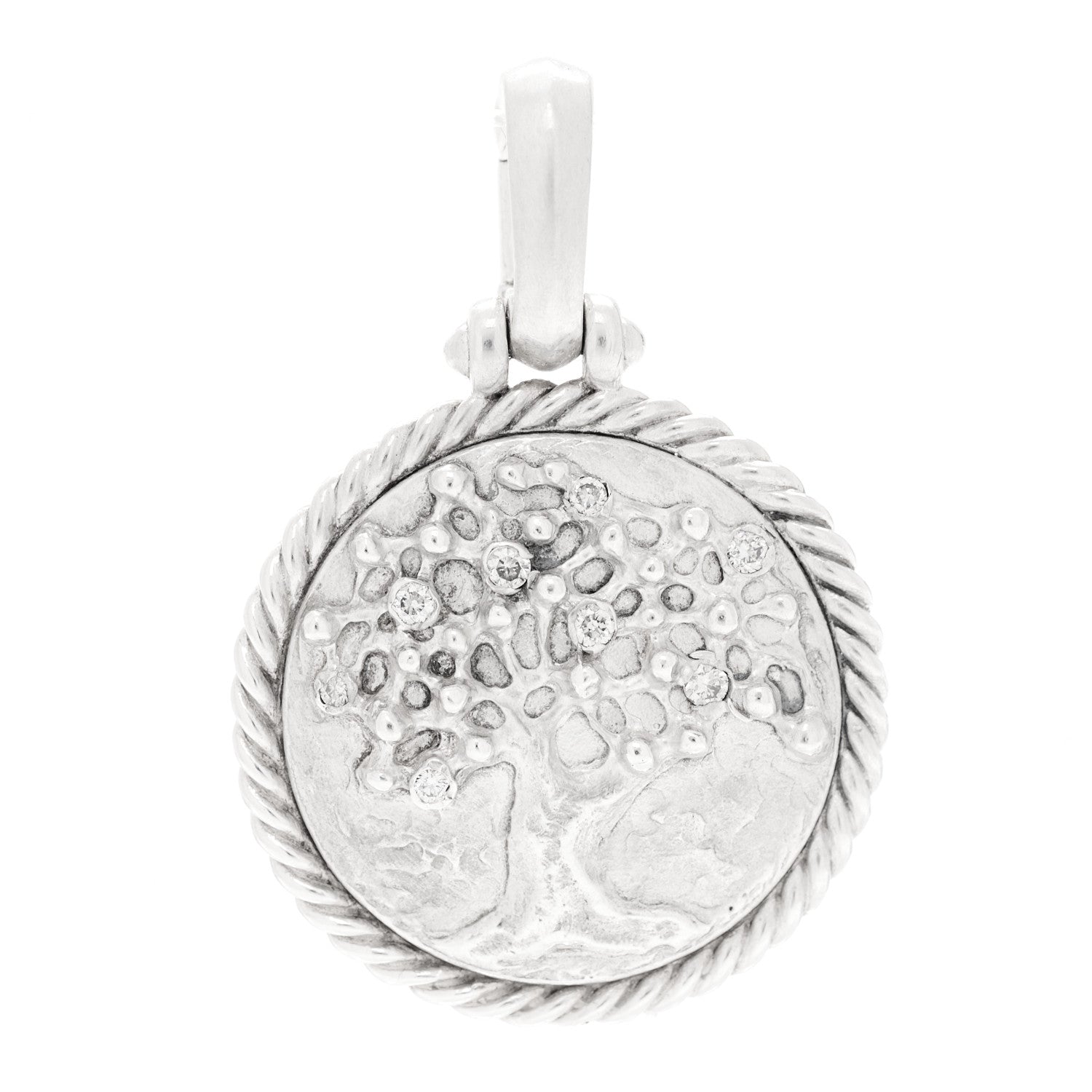 David Yurman Sterling Silver Diamond Cable Collectibles Tree of Life Amulet Pendant 1 of 4