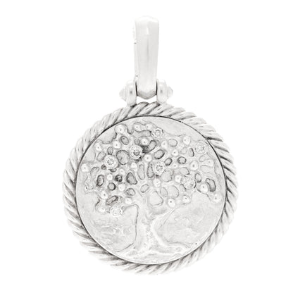 David Yurman Sterling Silver Diamond Cable Collectibles Tree of Life Amulet Pendant 1 of 4