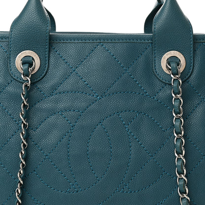 Chanel Caviar Quilted Deauville Bowling Bag Blue 8 of 13
