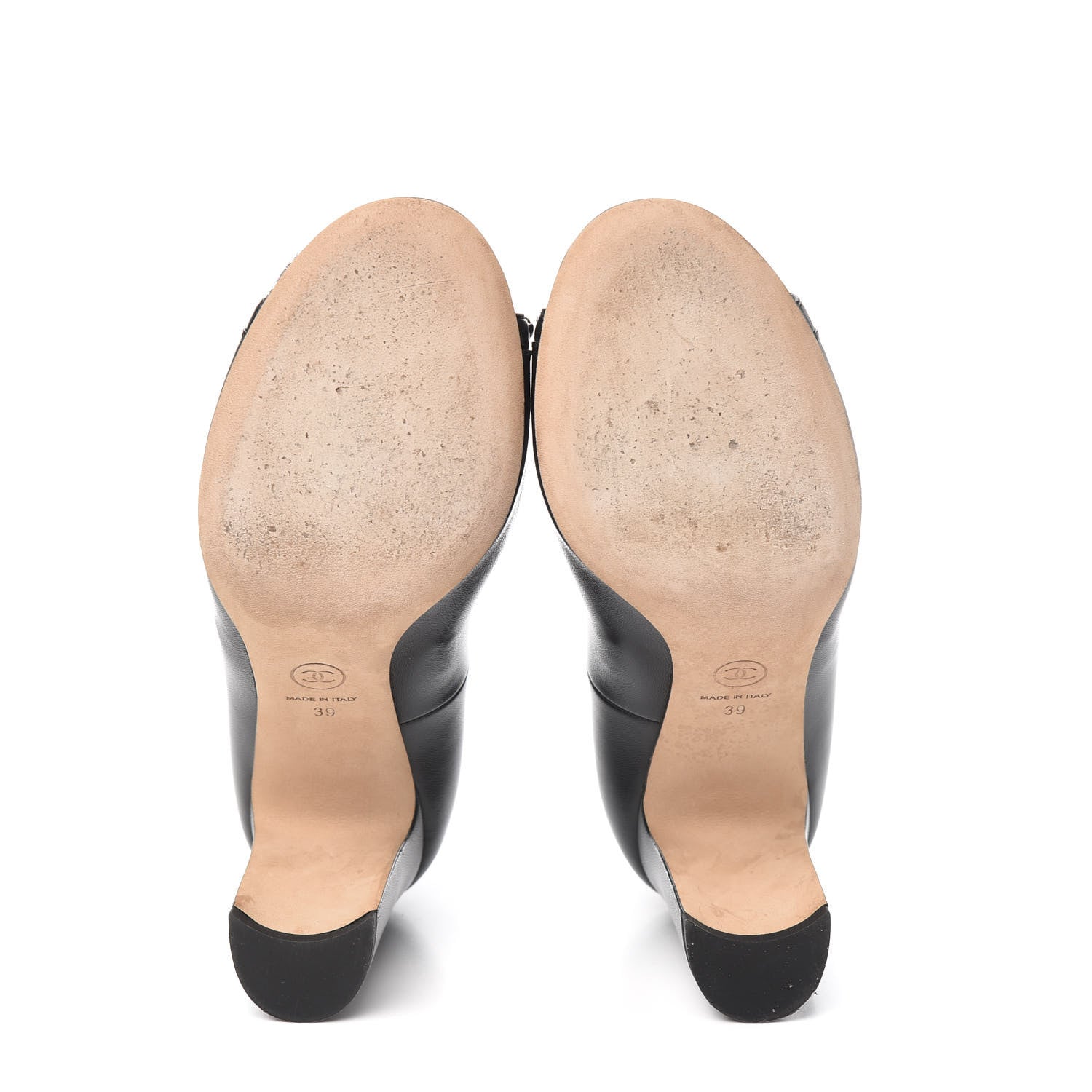 Chanel Lambskin Peep Toe CC Pumps 39 Black 5 of 9
