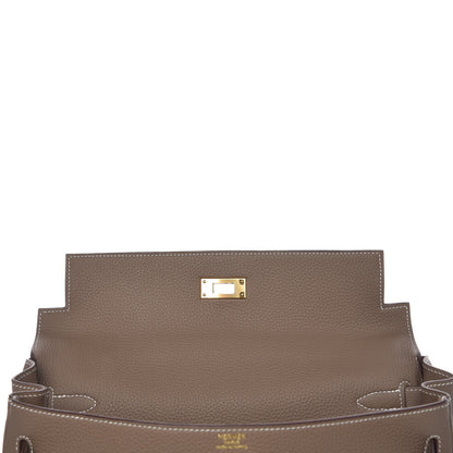 Hermes Togo Kelly Retourne 32 Etoupe 12 of 30