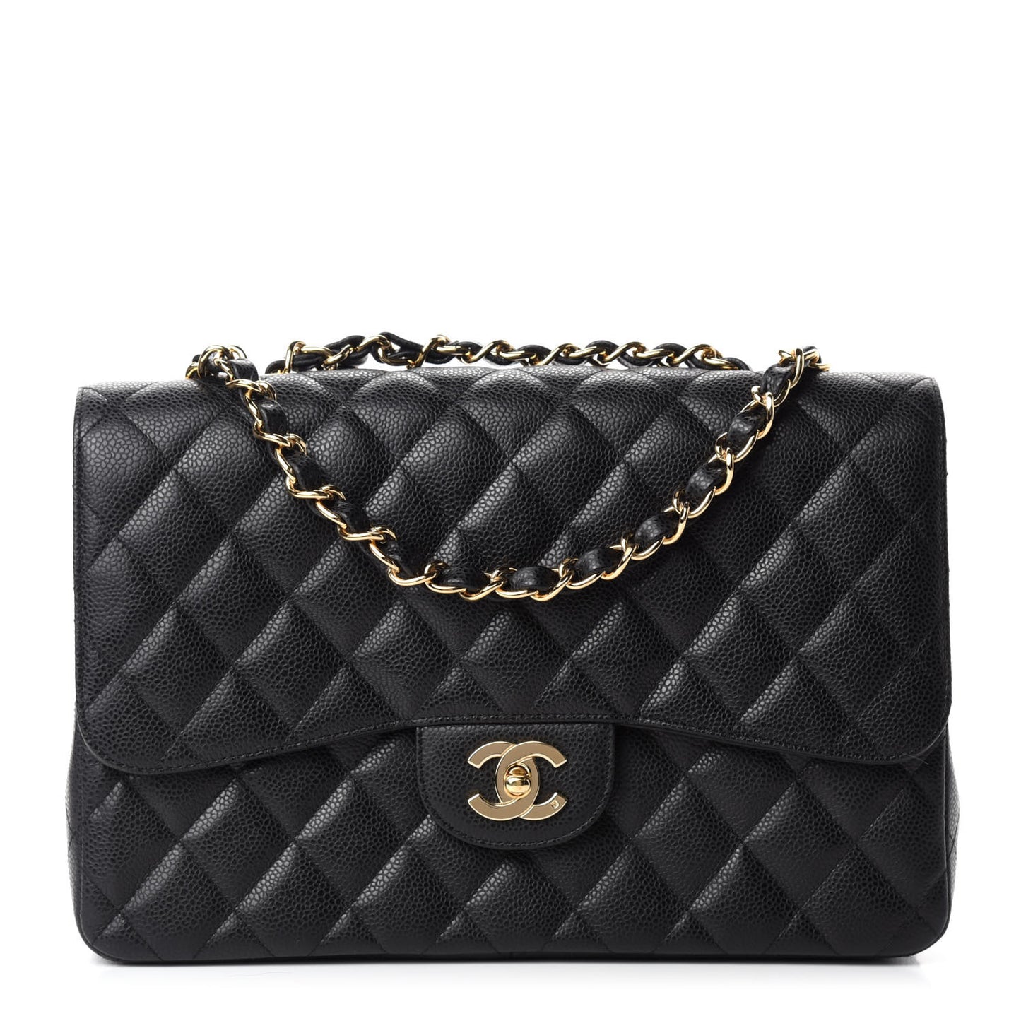 Caviar Quilted Jumbo Single Flap Black