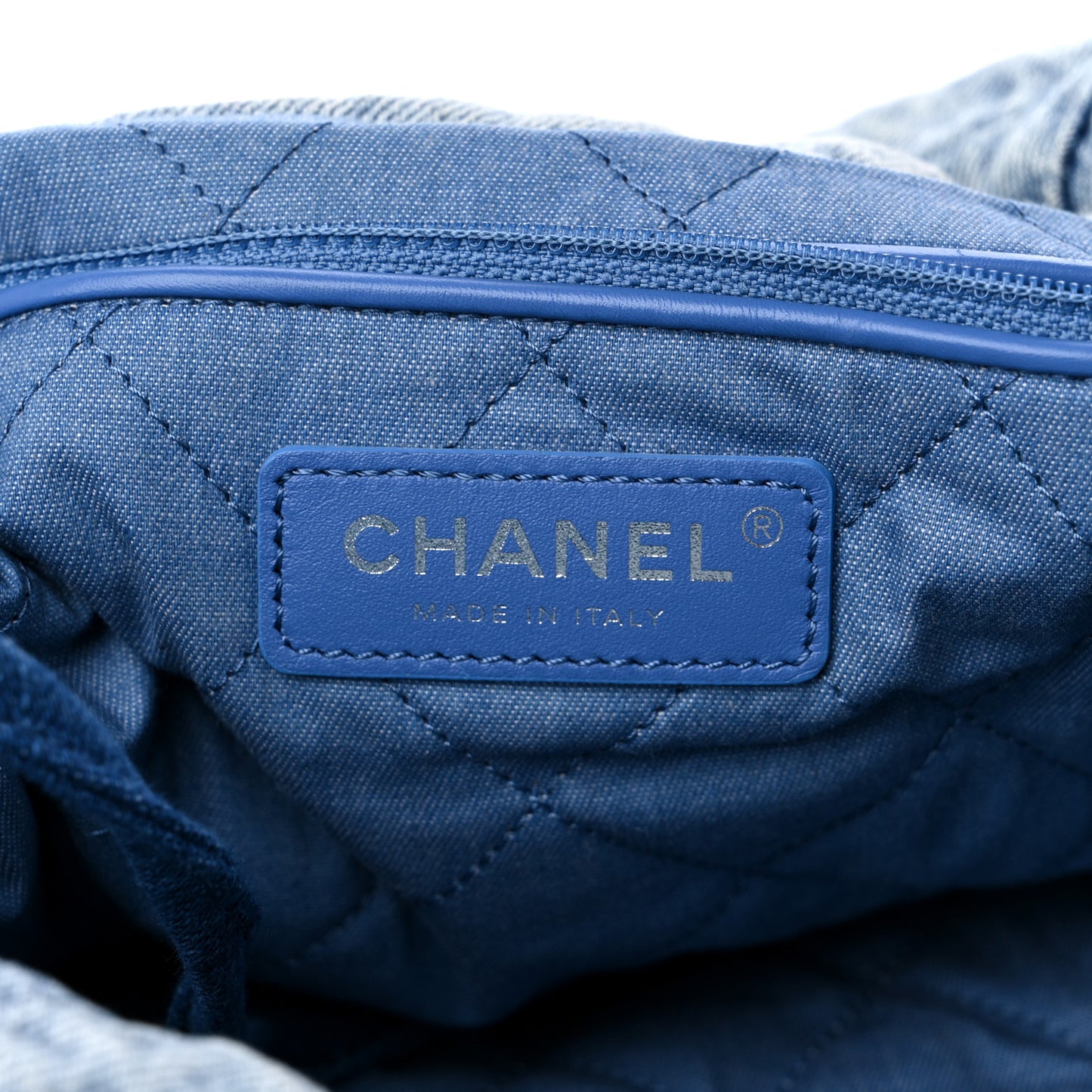 Denim Quilted Small Chanel 22 Blue