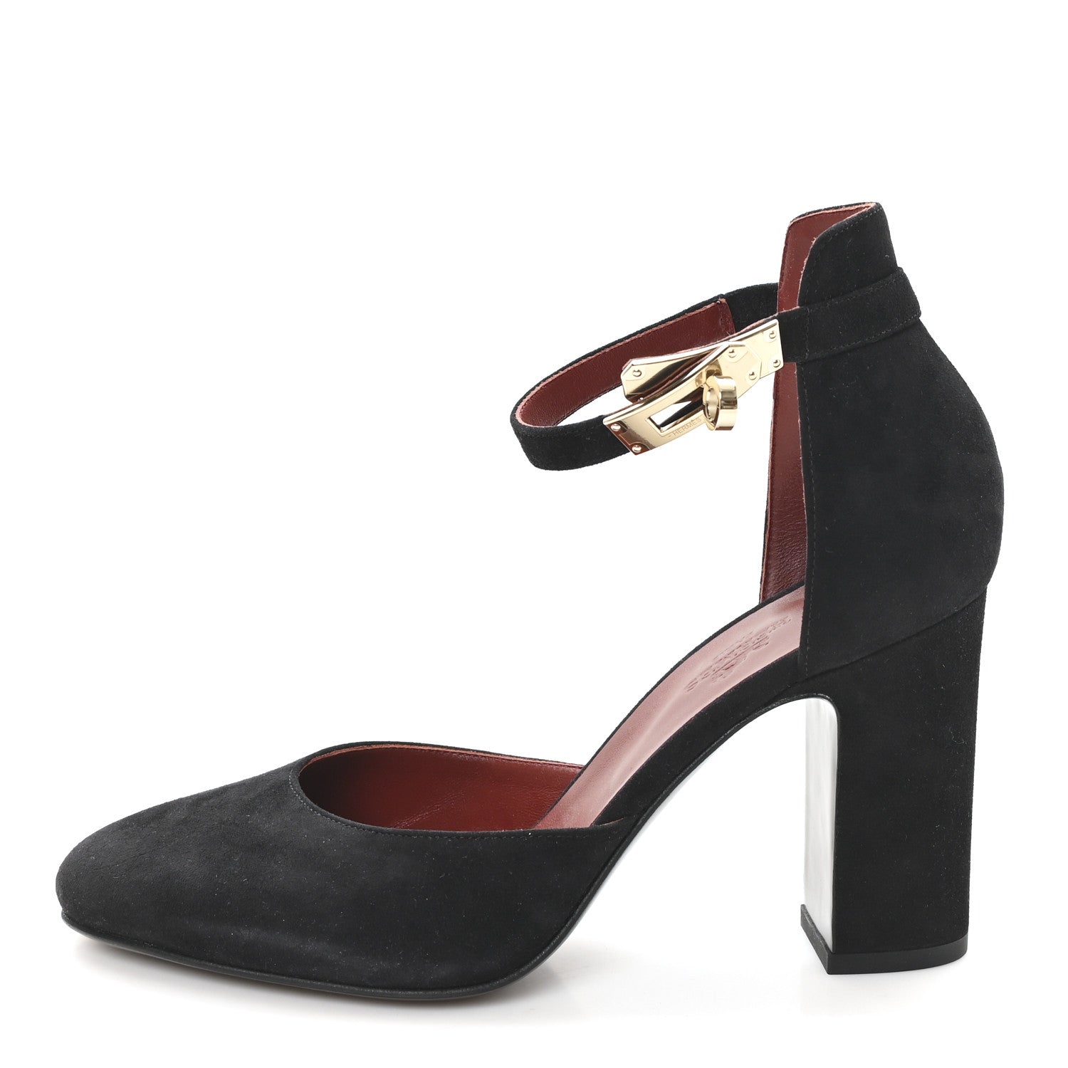Hermes Suede Goatskin Baby 90 Pump 37 Black 1 of 10