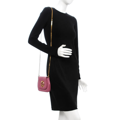 Gucci Pebbled Calfskin Small 1973 Chain Shoulder Bag Peonia Flower 2 of 10