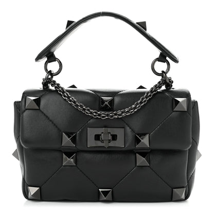 Valentino Garavani Nappa Monochrome Small Roman Stud Shoulder Bag Black 1 of 9