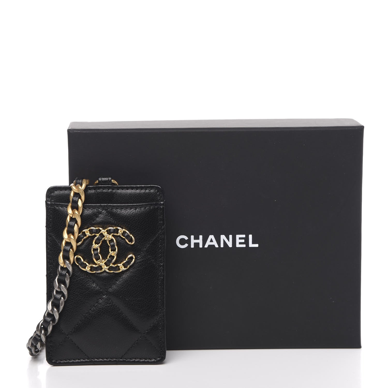 Chanel Goatskin Quilted 19 Card Holder On Chain Black 8 of 8