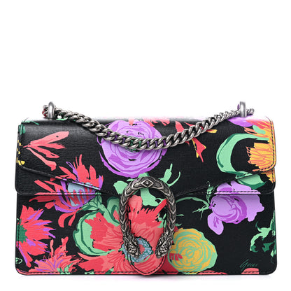 Gucci X KEN SCOTT New Shangai Calfskin Jenny Floral Print Small Dionysus Shoulder Bag Black Pink 1 of 7