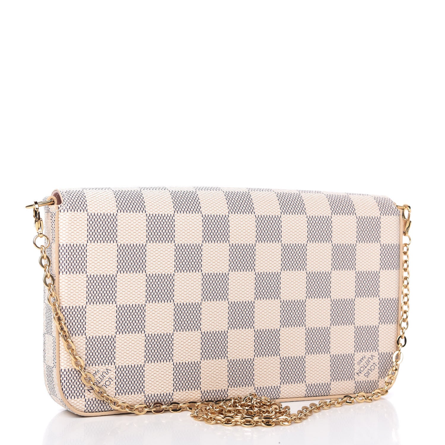 Louis Vuitton Damier Azur Pochette Felicie Chain Wallet Rose Ballerine 3 of 11