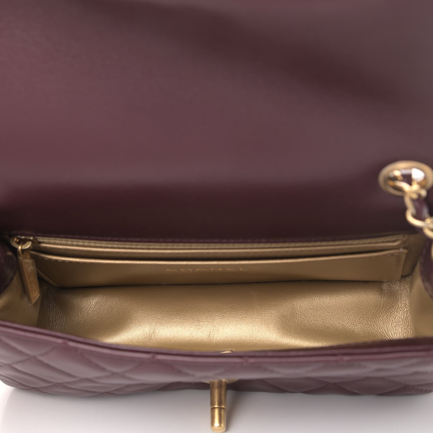 Chanel Lambskin Quilted Mini Rectangular Pearl Crush Flap Burgundy 4 of 4