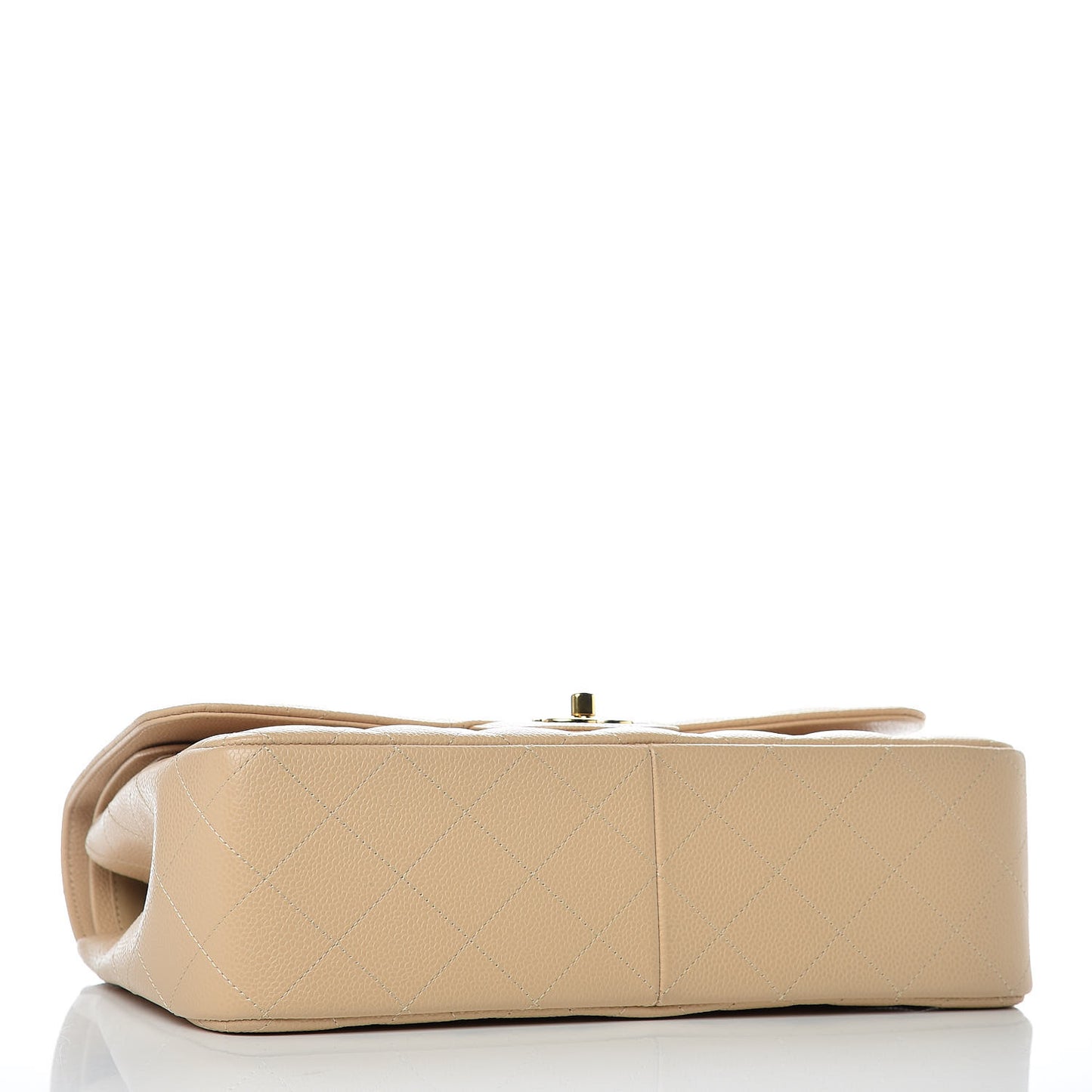 Caviar Quilted Jumbo Double Flap Beige Clair