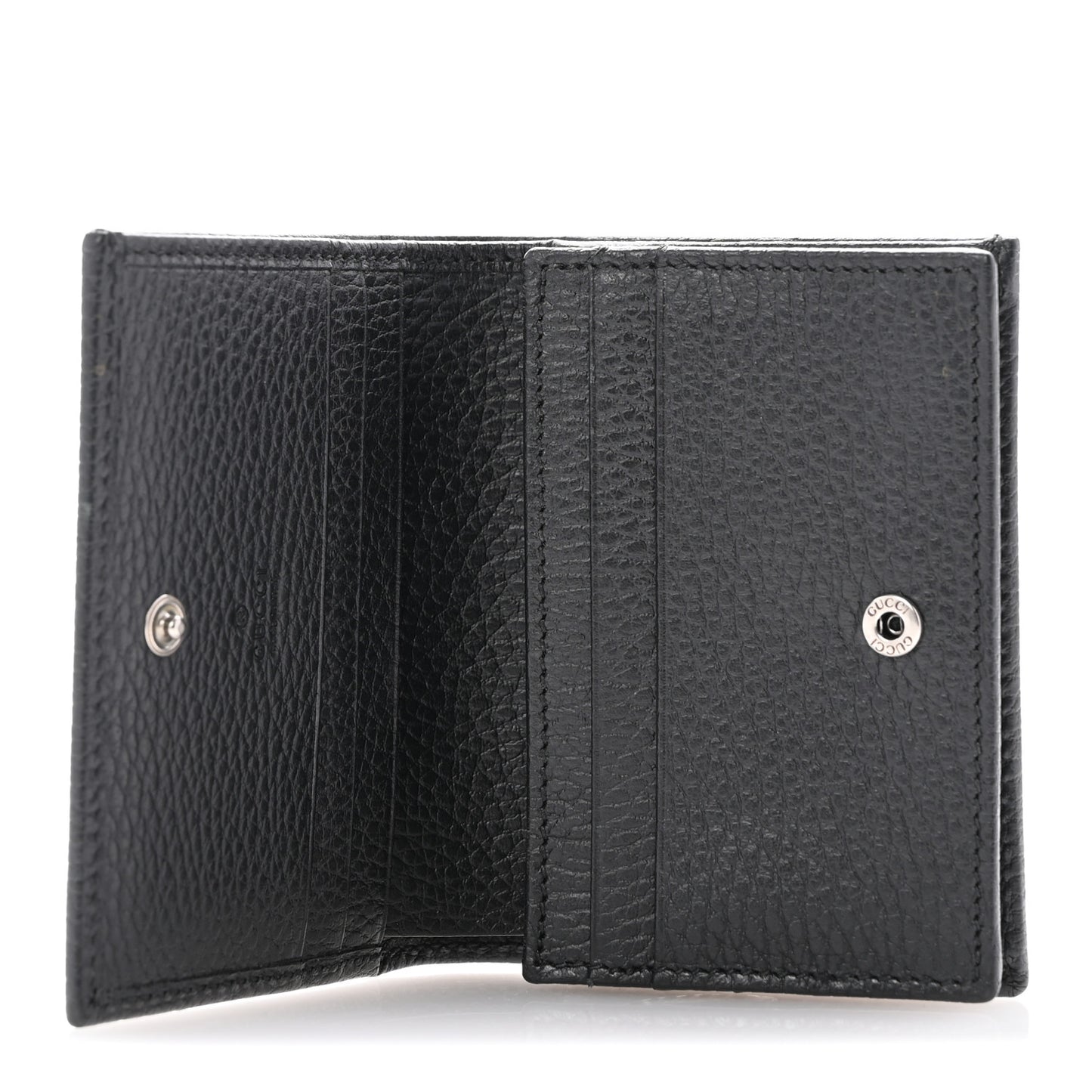 Dollar Calfskin Enamel Monochrome GG Marmont Card Case Black