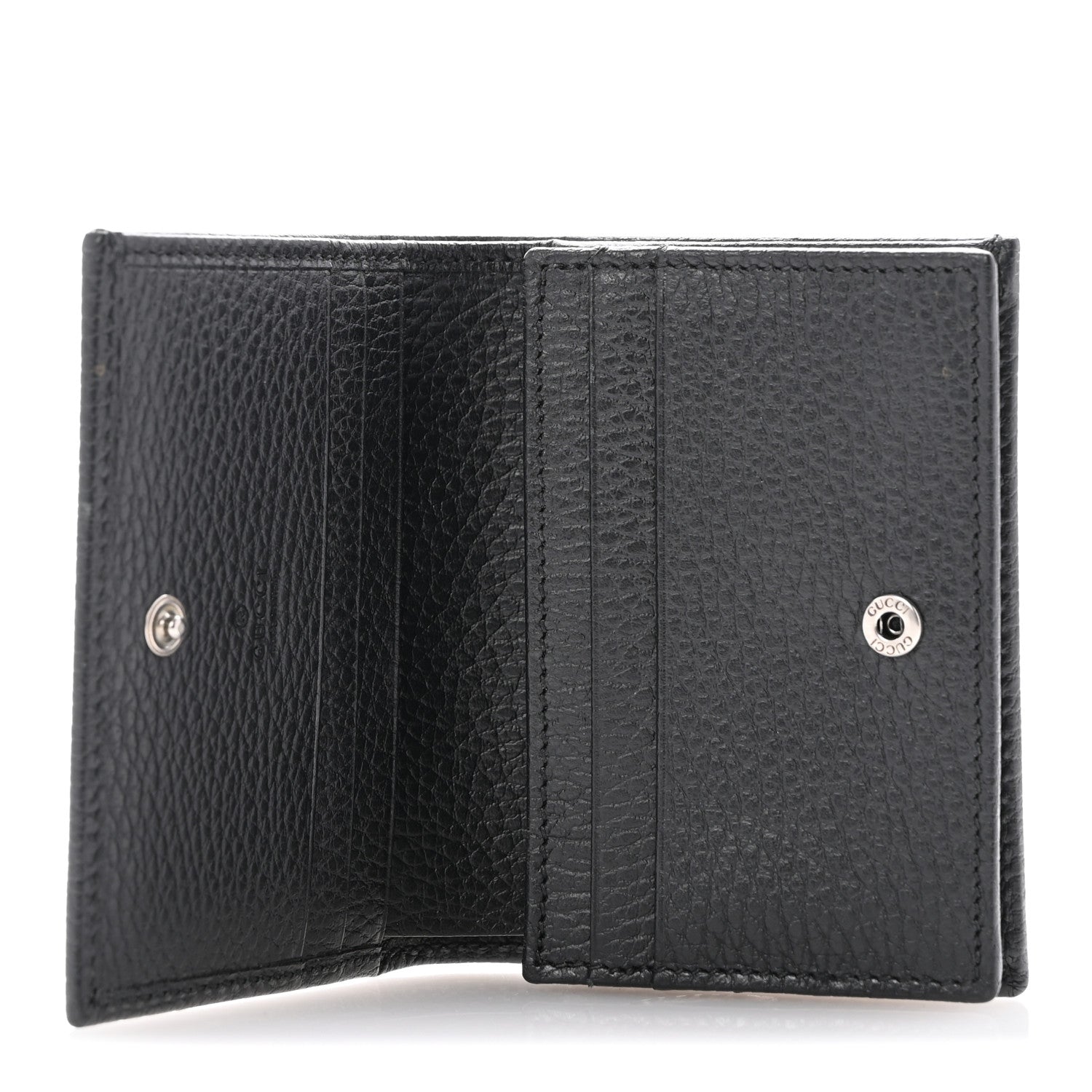 Gucci Dollar Calfskin Enamel Monochrome GG Marmont Card Case Black 5 of 11