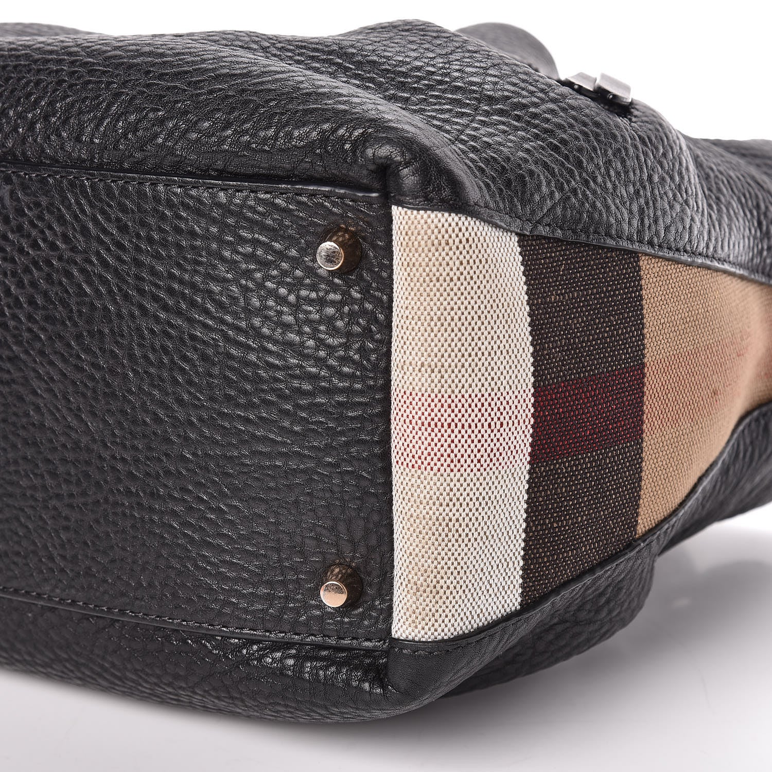 Burberry Grainy Calfskin House Check Small Maidstone Black 9 of 9