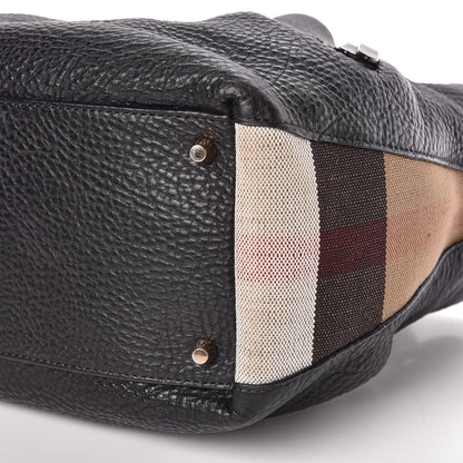 Burberry Grainy Calfskin House Check Small Maidstone Black 9 of 9